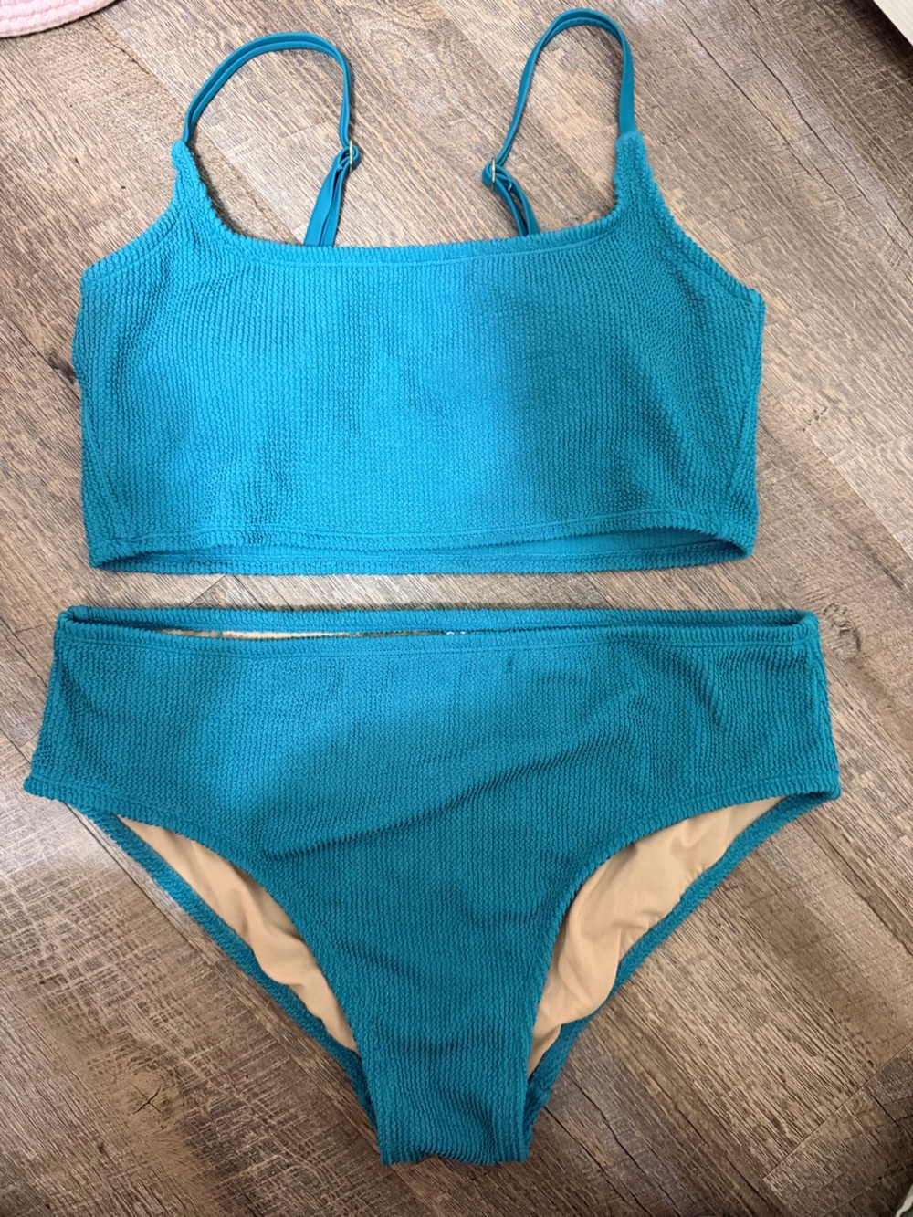 Kona Sol Textured Bikini Set - Turquoise Blue